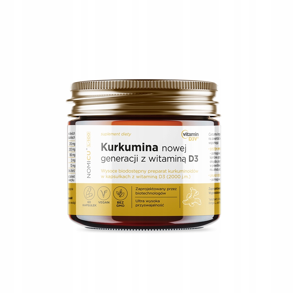 Nomicu L-100 kurkumina nowej generacji z witaminą D3 suplement 60 kapsułek