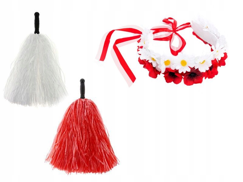 

Kostium Kibica Wianek Pompony Cheerleaderki 3el