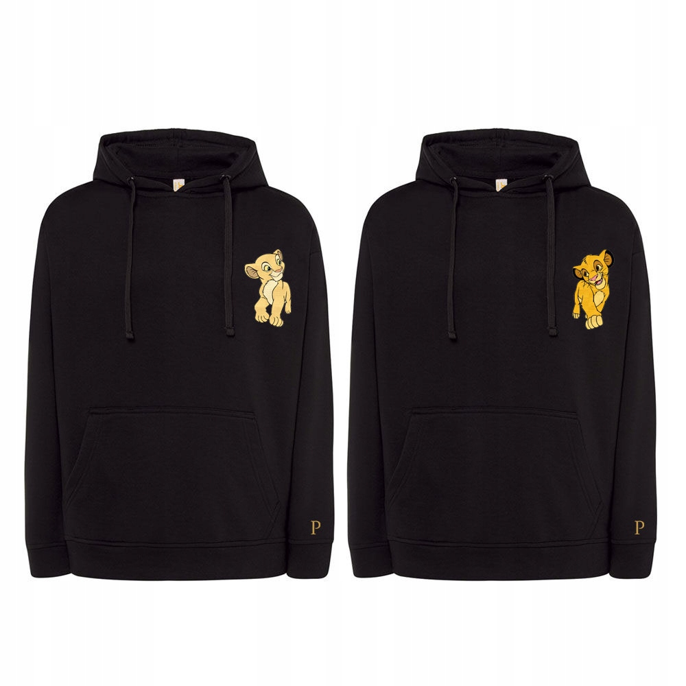 Mikiny Pro Páry S Výšivkou Na Den Kluka Simba Nala Iniciály 2 Ks Černé