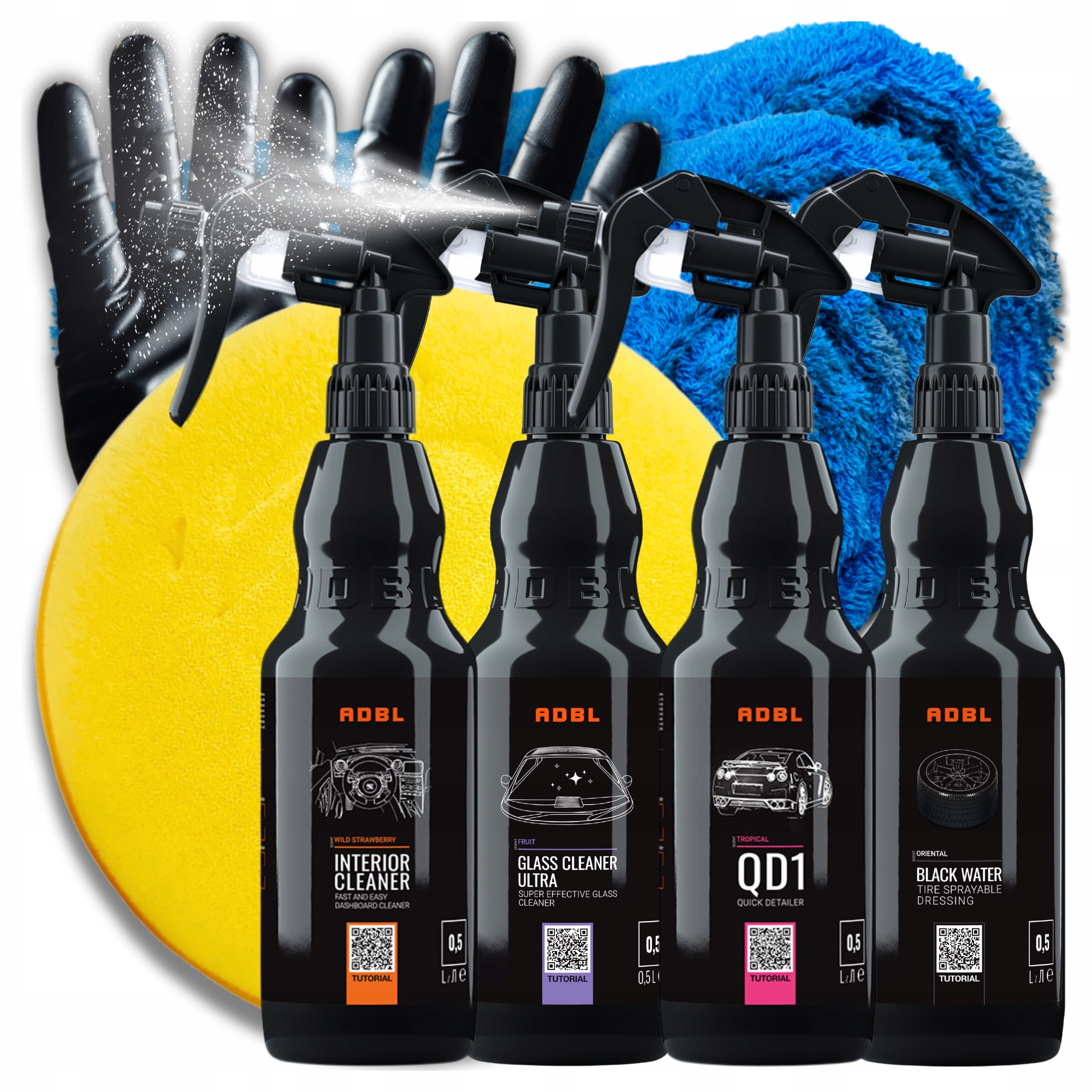 Adbl Sada Na Mytí Auta Dressing na pneumatiky Black Water 500 ml Aplikátor