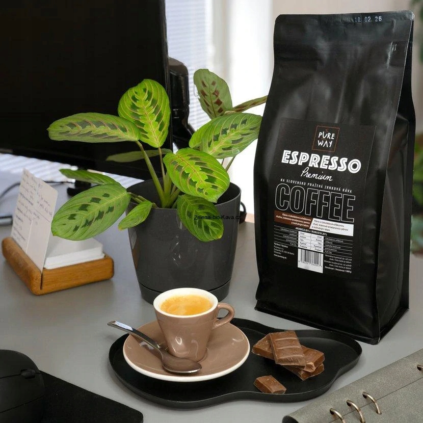 Espresso Premium 1000 g – zrnková káva (80 % Arabica, 20 % robusta).