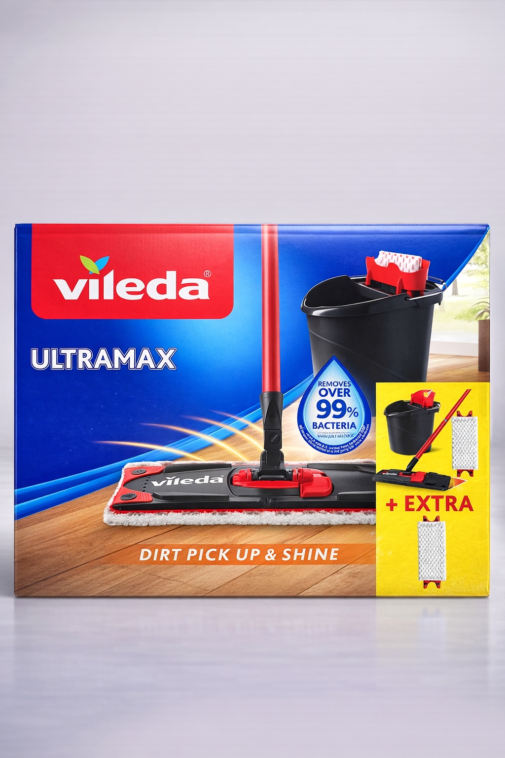 Plochý mop Vileda Ultramax Sada s kbelíkem a odšťavňovačem 2v1