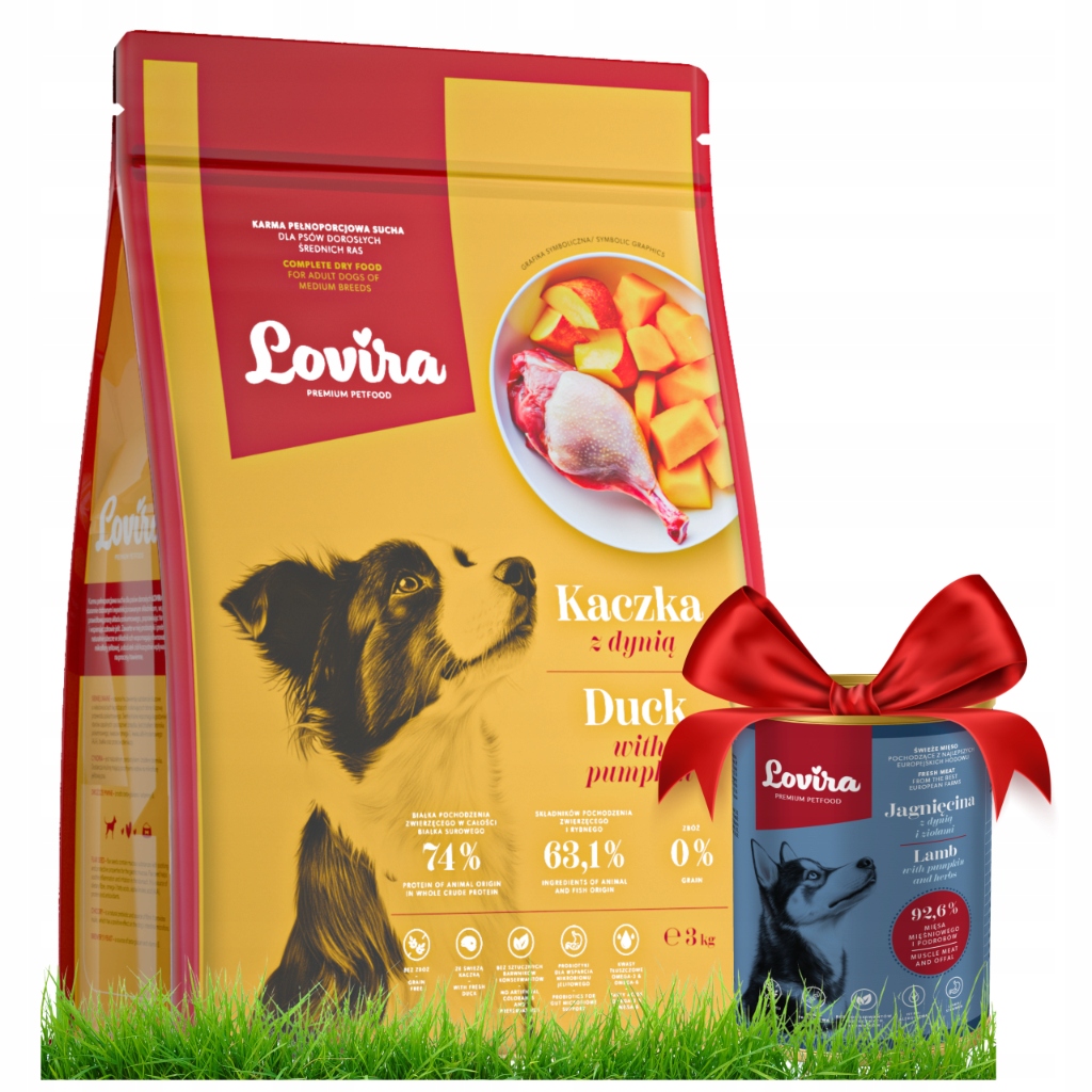 Levně Krmivo Suchá Kachna+bonus Krmivo Vlhké Jehněčí 92,6% bezobilné Vitamíny