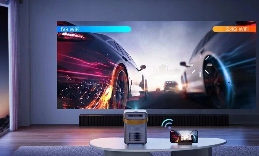 Mini PROJEKTOR LED RZUTNIK PRZENOŚNY Feegar WiFi 5G Bluetooth HDMI FOCUS Model Show