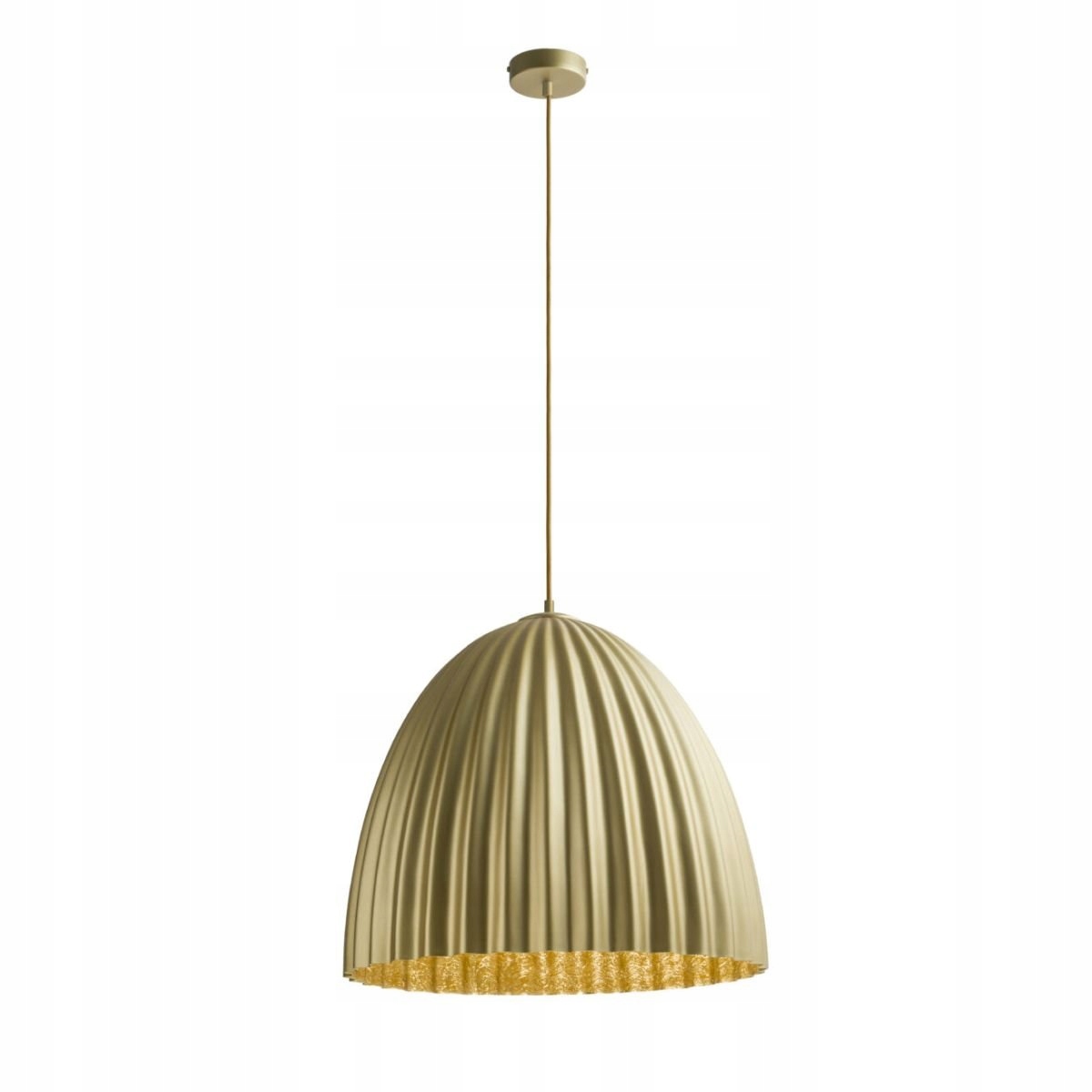 Zlatá závesná lampa s veľkým vrúbkovaným tienidlom Telma 50 Sigma Lighting