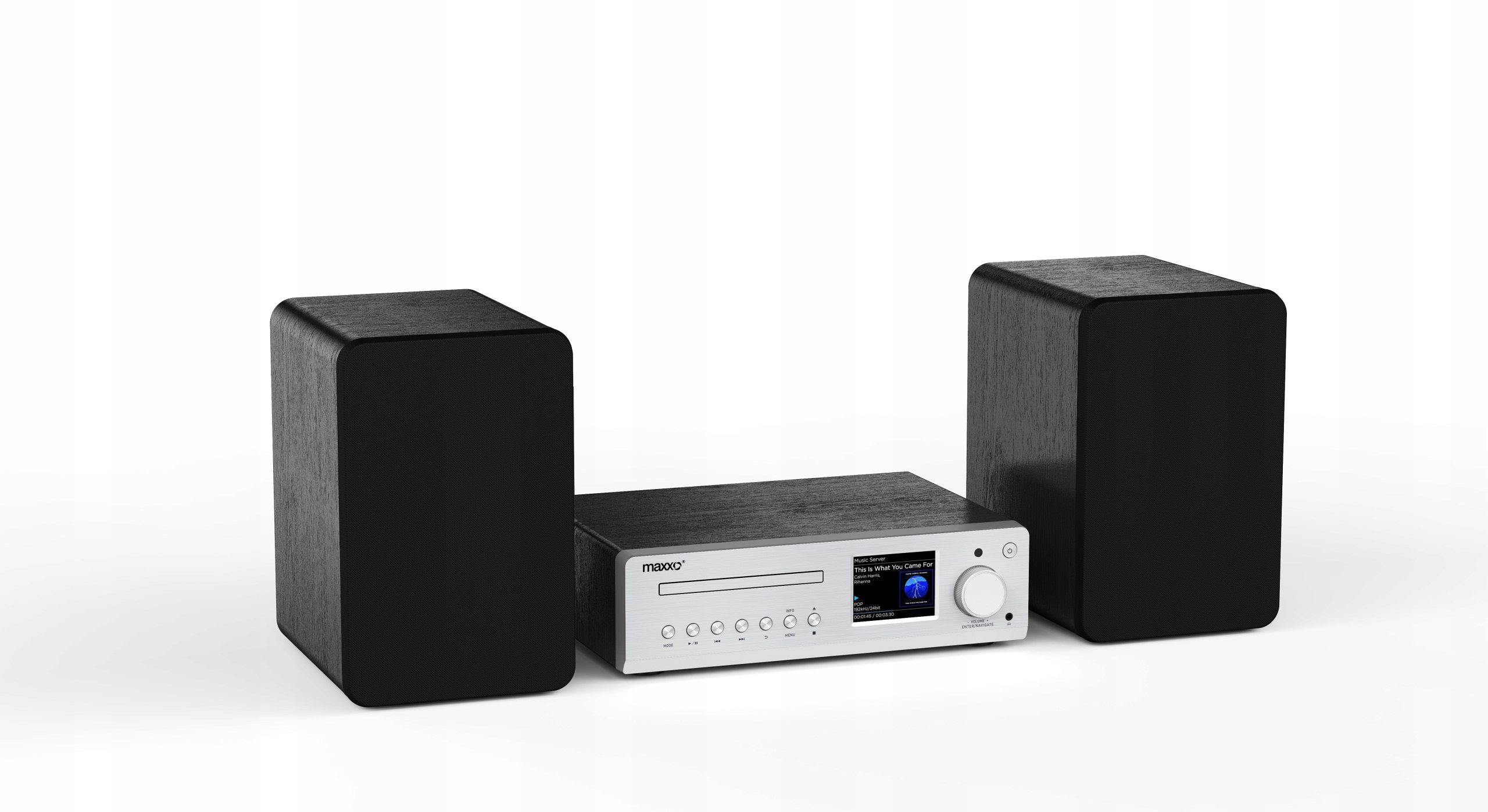Maxxo MS100W HiFi Stereo Systém Internet Rádio Dab+ Bluetooth CD, strieborná