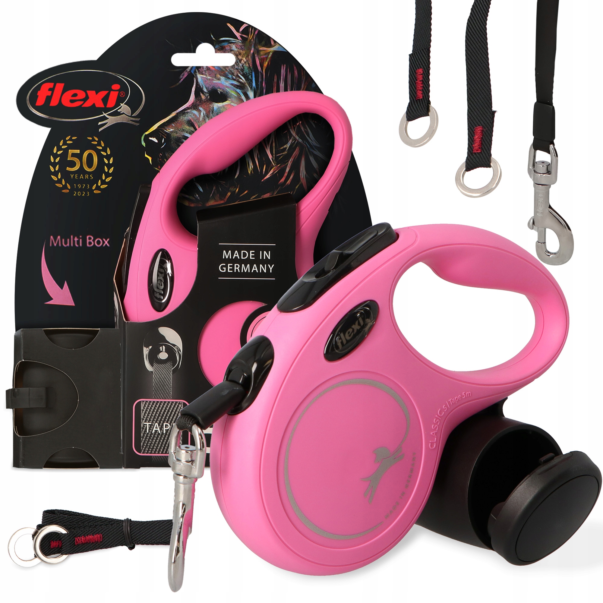 Smycz Psa Kota Automatyczna 15kg 5m Taśma Pojemnik Woreczki na Psie Odch 3O