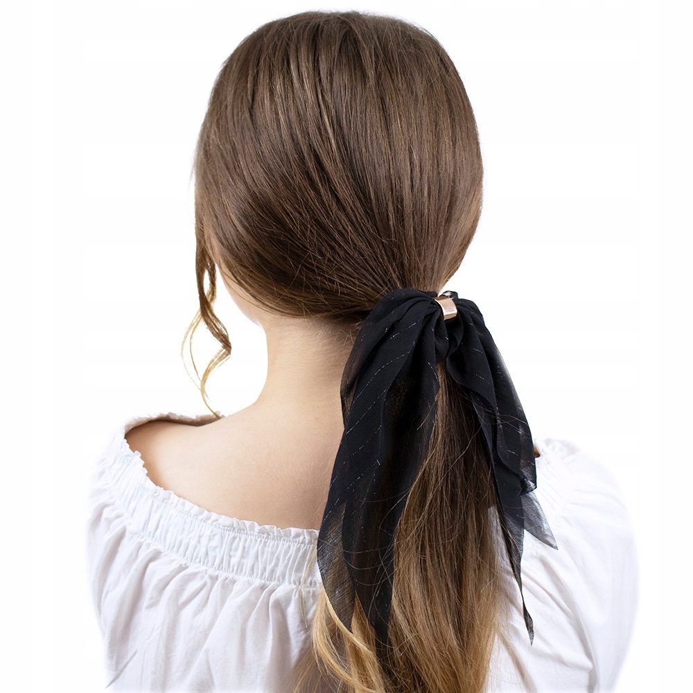 

Gumka Do Włosów kokarda Apaszka scrunchies Czarna