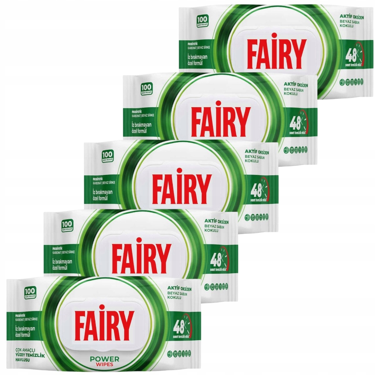 Levně Velké vlhčené ubrousky na čištění Fairy Power Wipes 5x100 ks