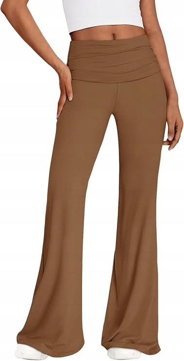Reoria Dámské legíny Elegantní široké nohavice Hnědé XL
