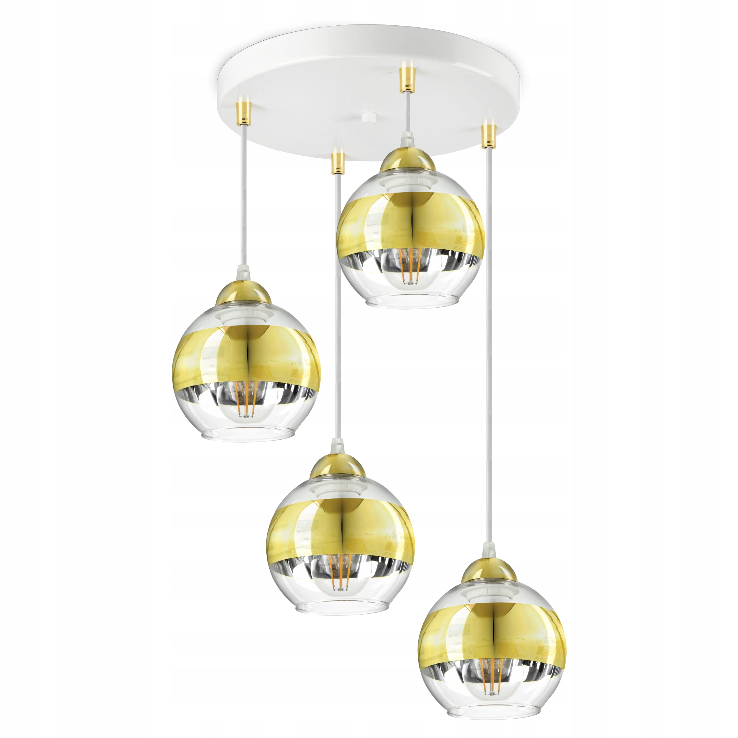 Lampa Sufitowa Żyrandol Biała Złota Glass EZ4 Led