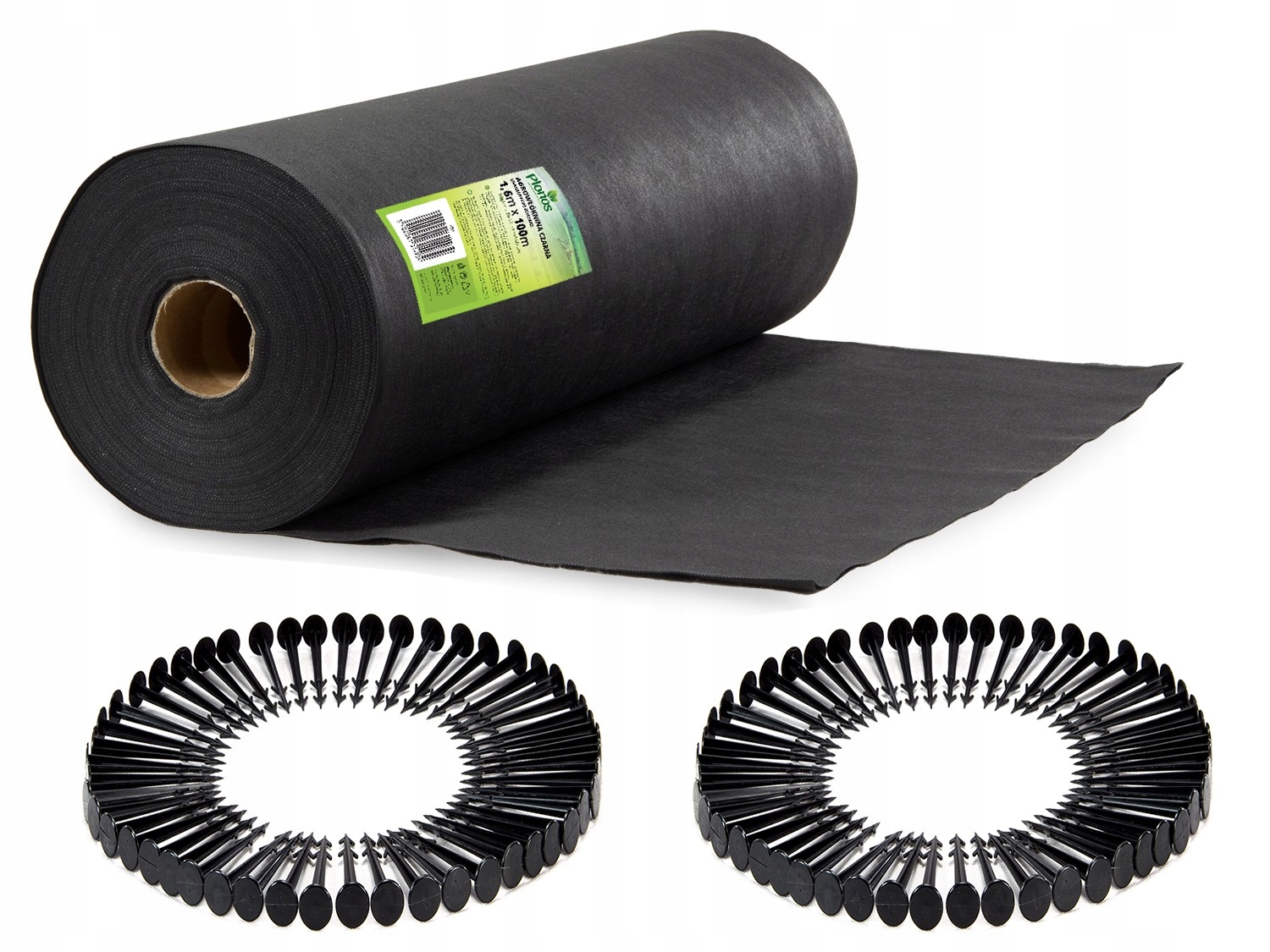 Agrowłóknina ogrodowa 1,6 m x 100 m 100 szpilek Plonos