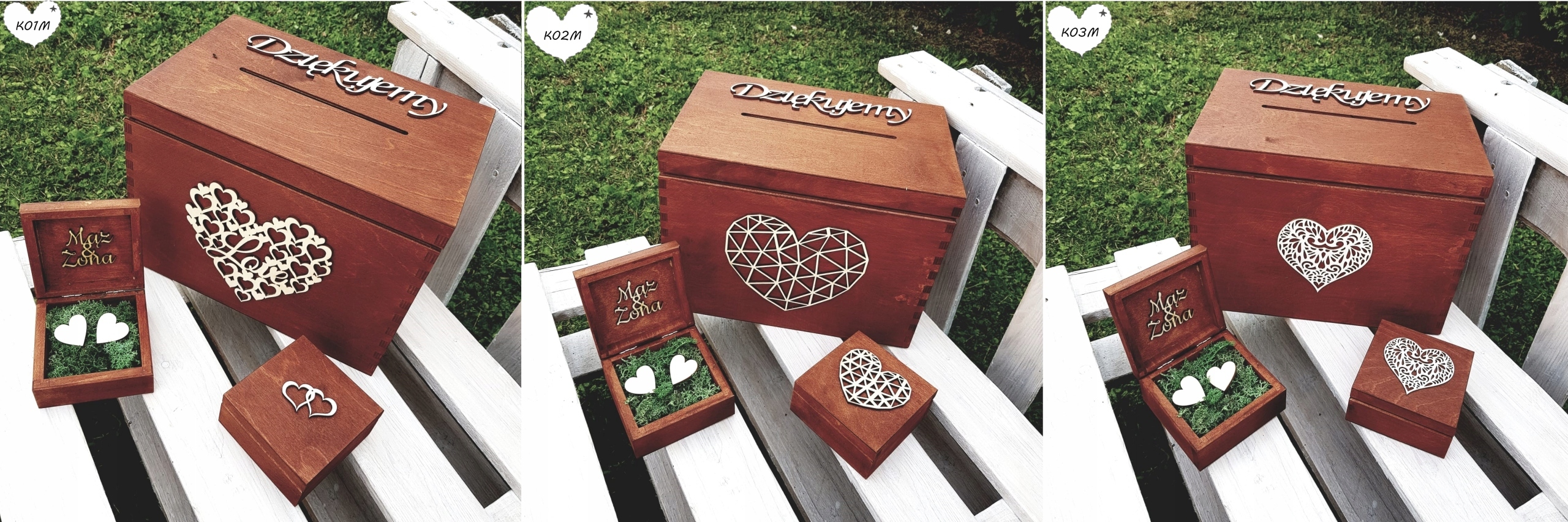 KOMPLET PUDEŁKO NA KOPERTY + NA OBRĄCZKI ŚLUB Marka inny