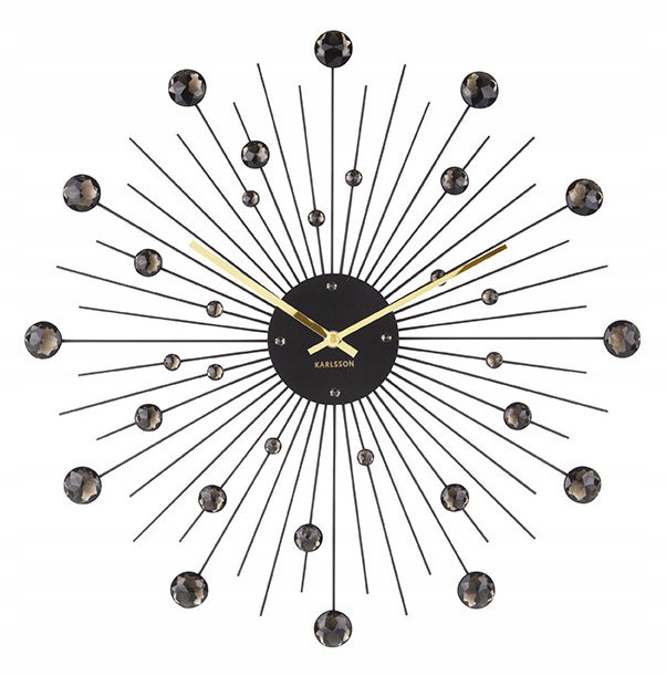 Velké Efektní Černé Nástěnné Hodiny S Krystaly Karlsson KA4859BK 50 cm