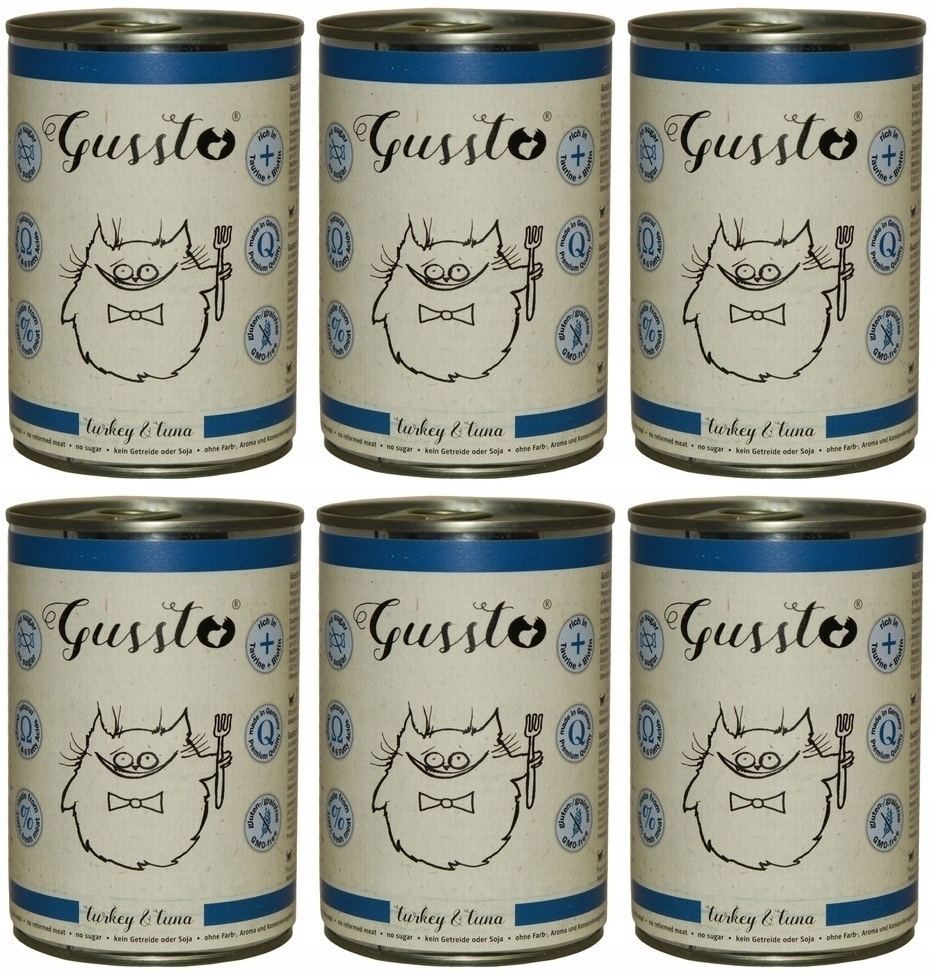 Levně Gussto Cat Čerstvé krůtí a tuňák 6 x 400 g