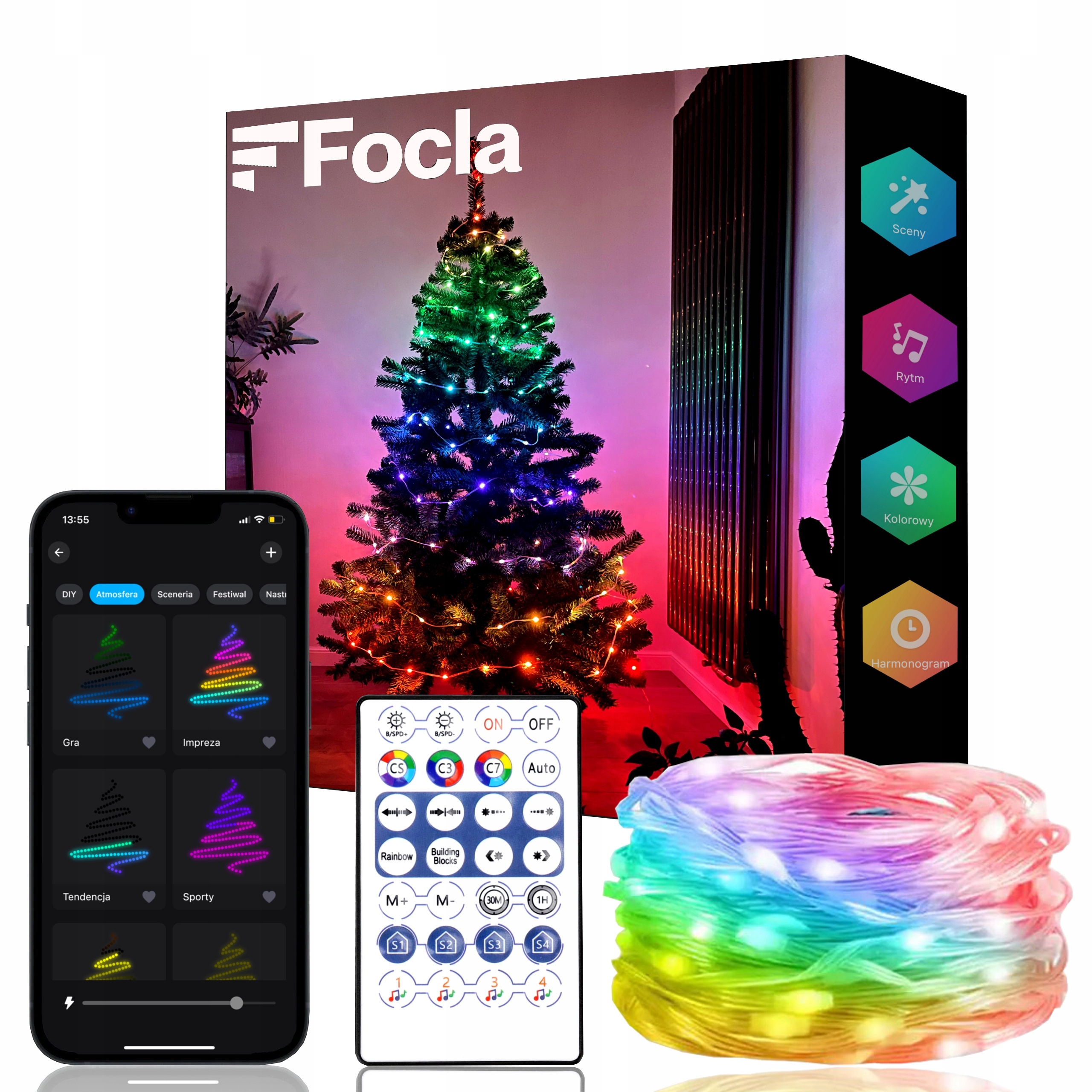 Inteligentní Vánoční Osvětlení Na Stromeček 200LED Smart Flash Bluetooth App Ovladač 20 m