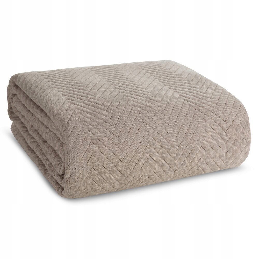 Dekorativní přehoz Len 220x240 béžový prošívaný se strukturou lnu