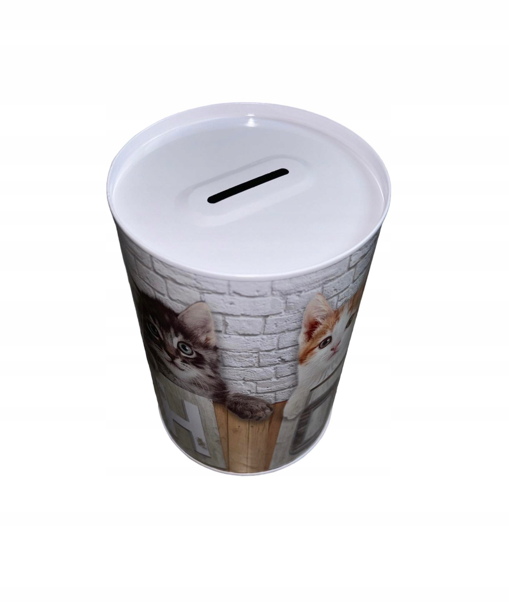 SKARBONKA PUSZKA METALOWA Z MOTYWEM KOTA HOME