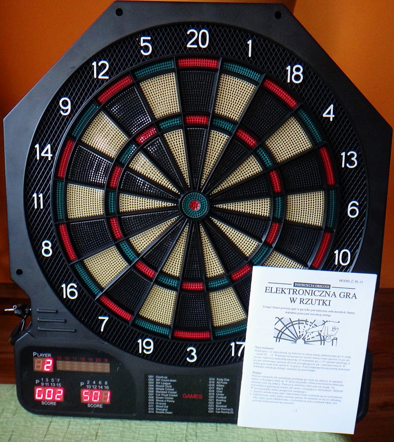 TARCZA DART PL-15 25 gier WYSOKI MODEL LOTKI RZUTKI GROTY