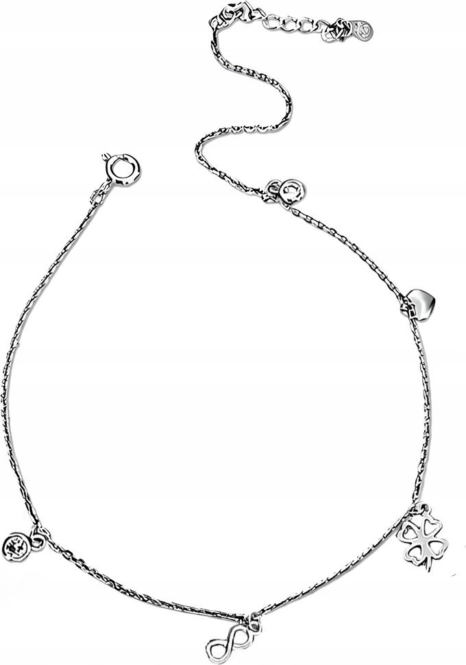 Stříbrný náramek 925 na nohu srdíčka infinity, módní vzor na kotník