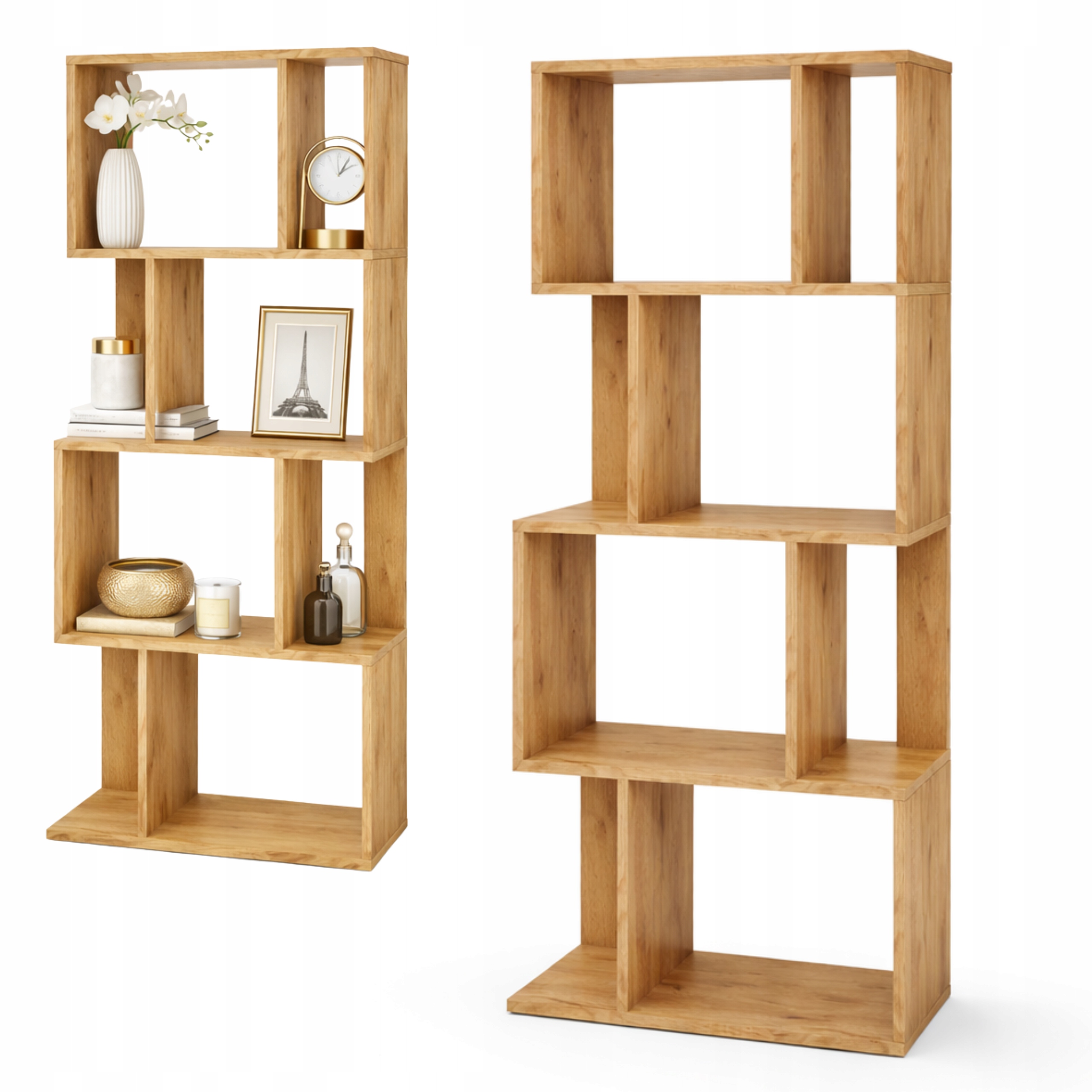 Otevřený regál na knihy dekorace dub Craft zlatý Modulární 67x141x30