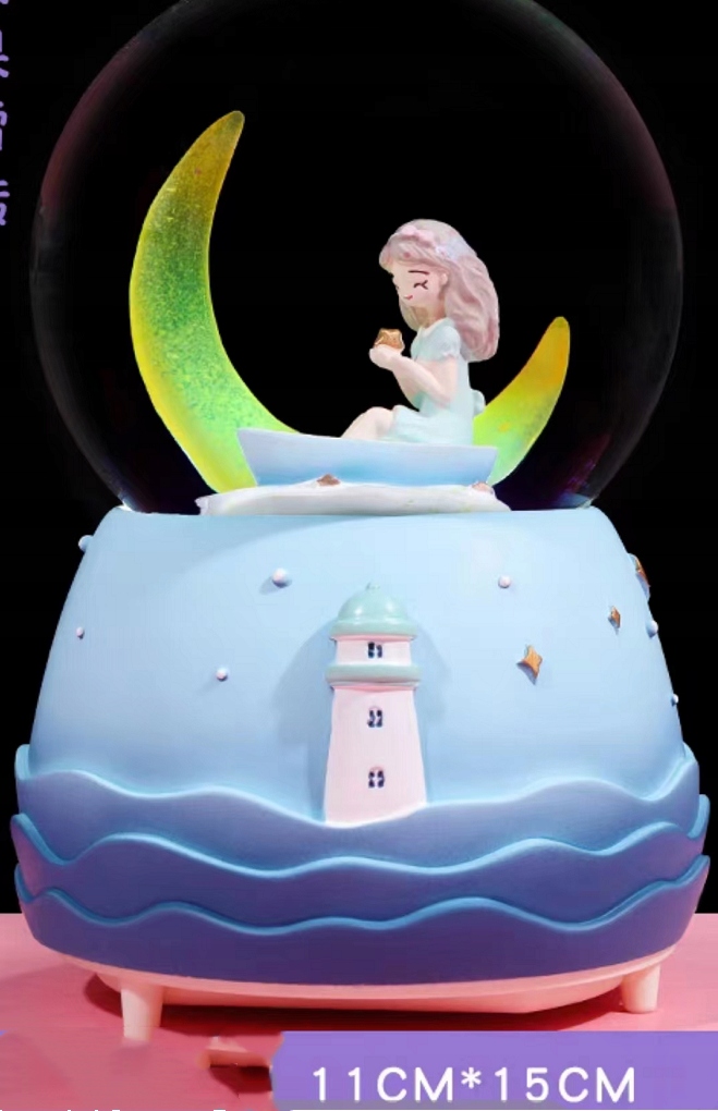 Kryształowa Kula Śnieżna księżyc dziewczyna-15cm Marka inna