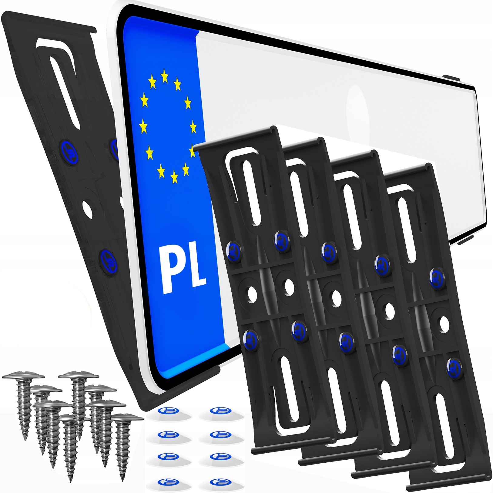 BEZRAMKOWE MOCOWANIE TABLIC REJ. UCHWYT RAMKI KPL POD TABLICE REJESTRACYJNE