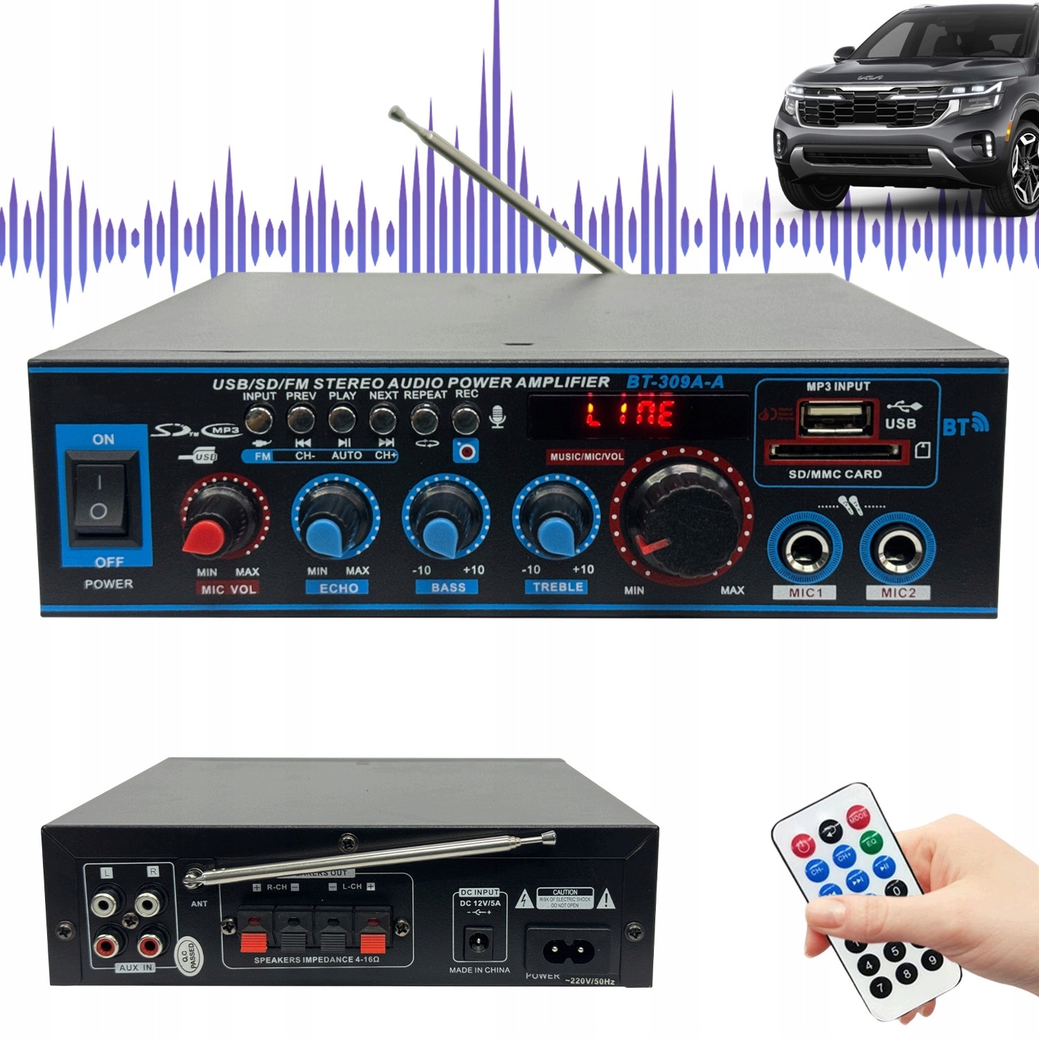 Receiver Zesilovač Hifi Stereo Bluetooth Rádio Digitální Zesilovač Výkonu