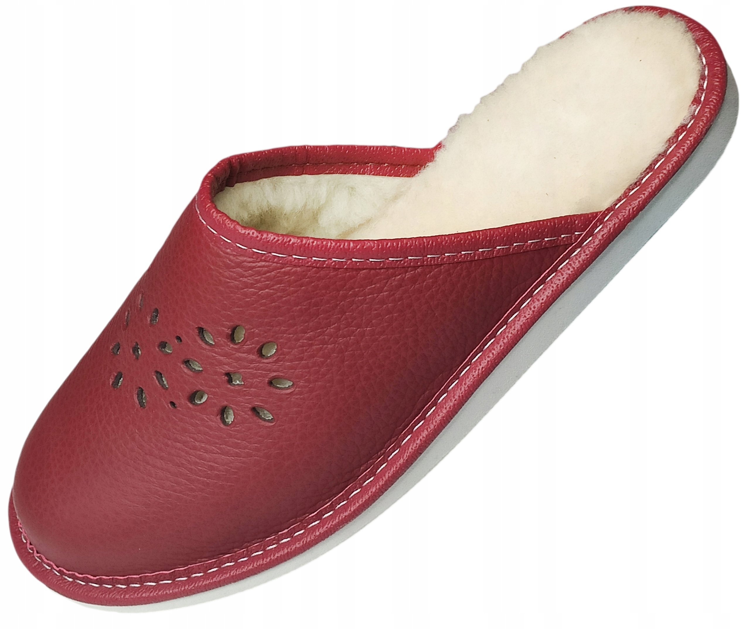 

Kapcie Damskie Skórzane Pantofle Ocieplane Klapki