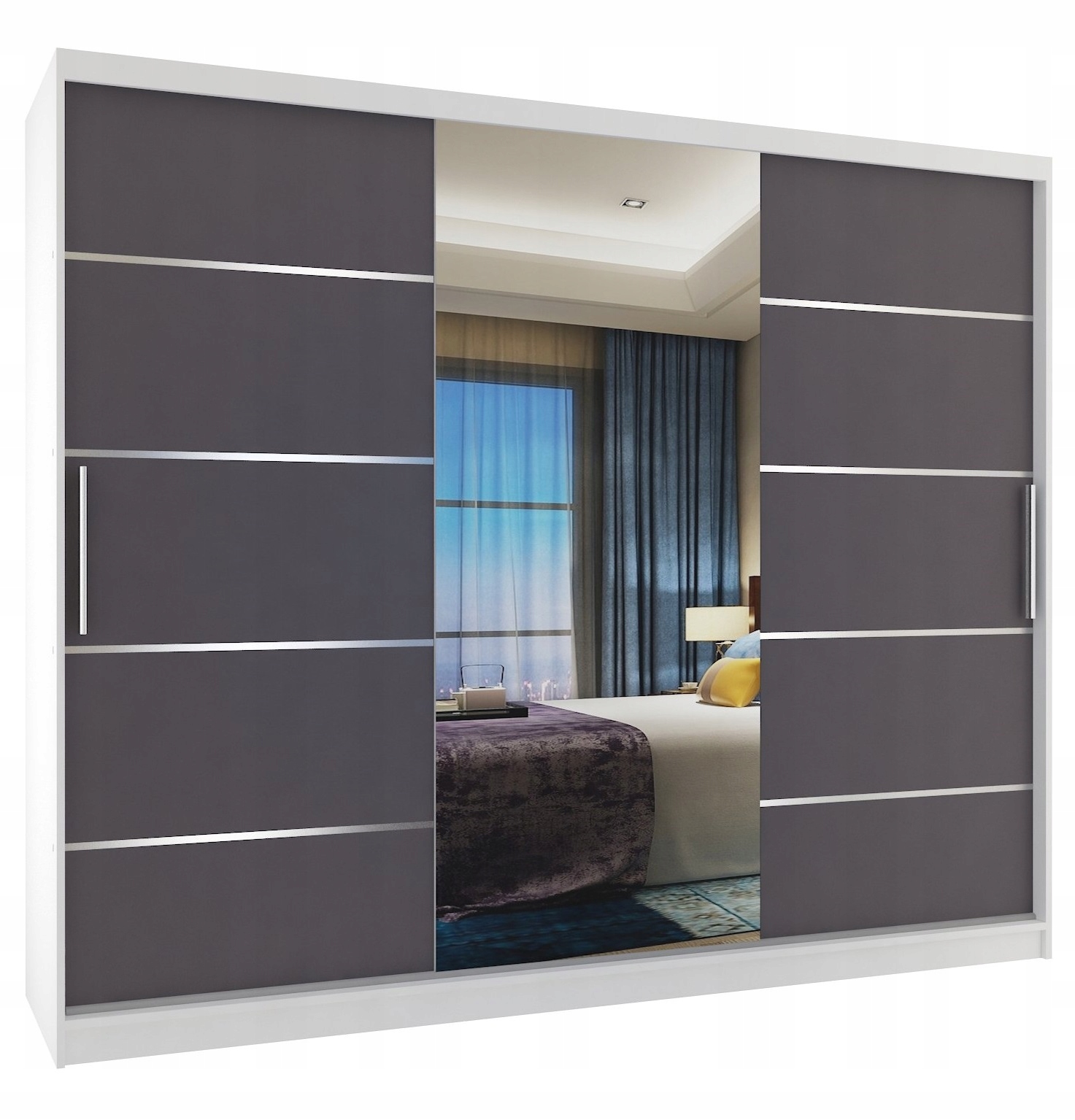 Szafa przesuwna PREMIUM z lustrem SZUFLADY 235 cm Typ drzwi Przesuwne