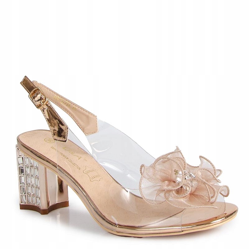 S.barski D&a MR52-238 Transparentní Růžové Zlaté Sandály S Květem 40