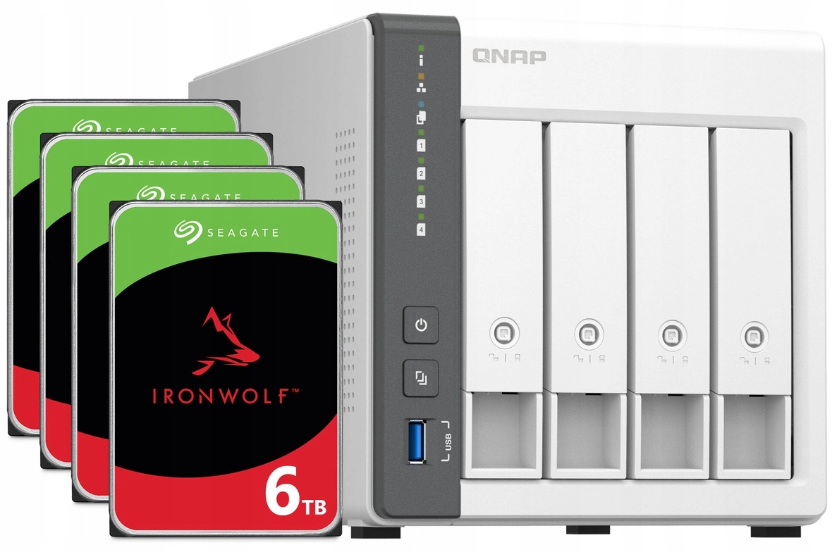 Nas server Qnap TS-433 4GB Ram 24TB Hdd (4x6TB) Seagate IronWolf 2.5GbE Lan