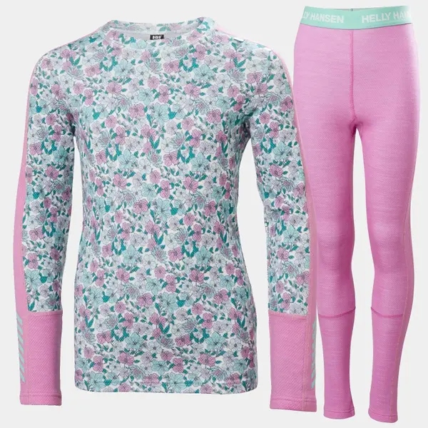Komplet Bielizny Dziecięcej Helly Hansen Graphic Lifa Merino Pink 140