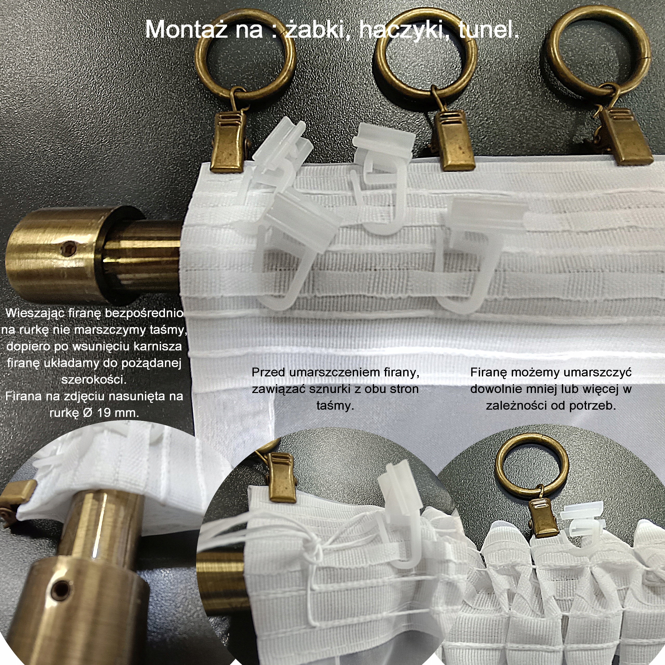 ZASŁONA FIRANA GOTOWA BIAŁA BATYST NA TAŚMIE OŁOWIANKA DO SALONU 200x250 Rodzaj Firana pojedyncza