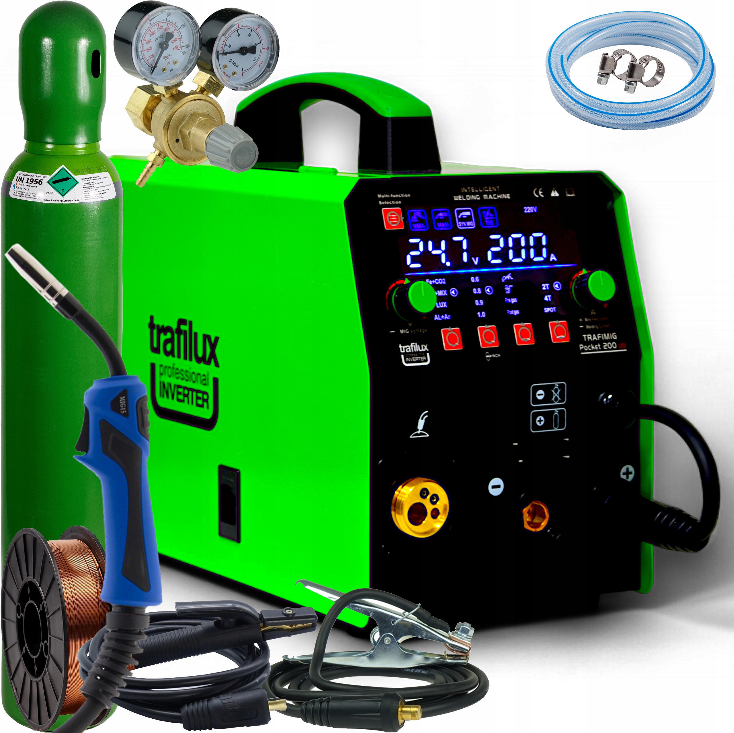 Spawarka Trafimig Pocket 200 Synergia Mig/mag Mma Tig Lift Flux Zestaw 4