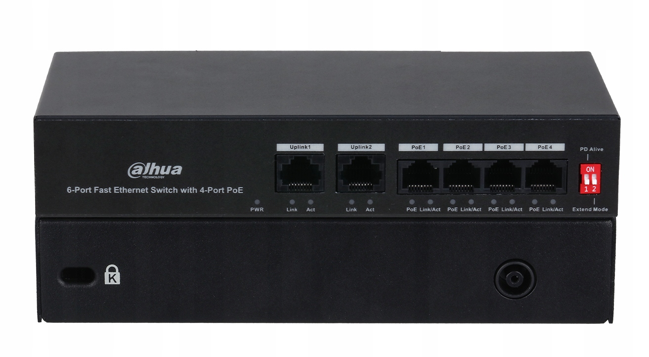 Switch 2xUPLINK PFS3006-4ET-36 Dahua 4-PORTOVÝ Security Desktop Series