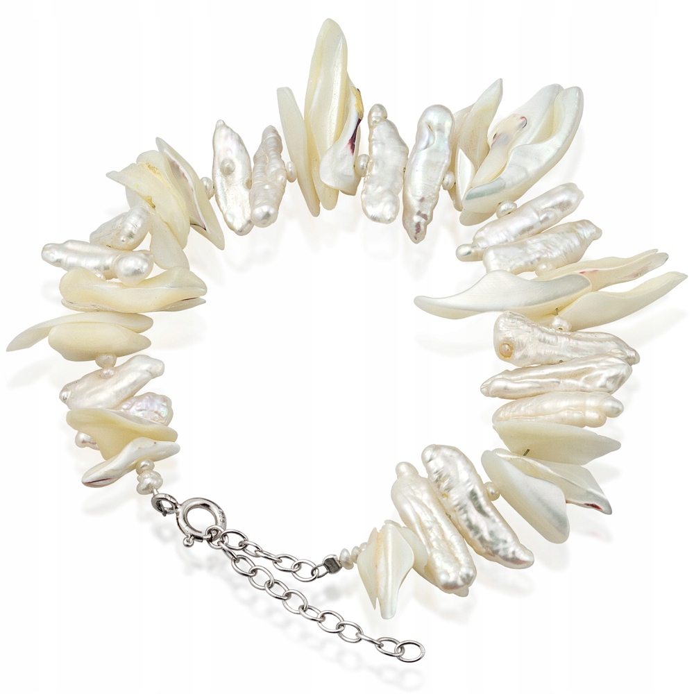 Stříbrný Náramek Z Pravých Perel A Mušlí