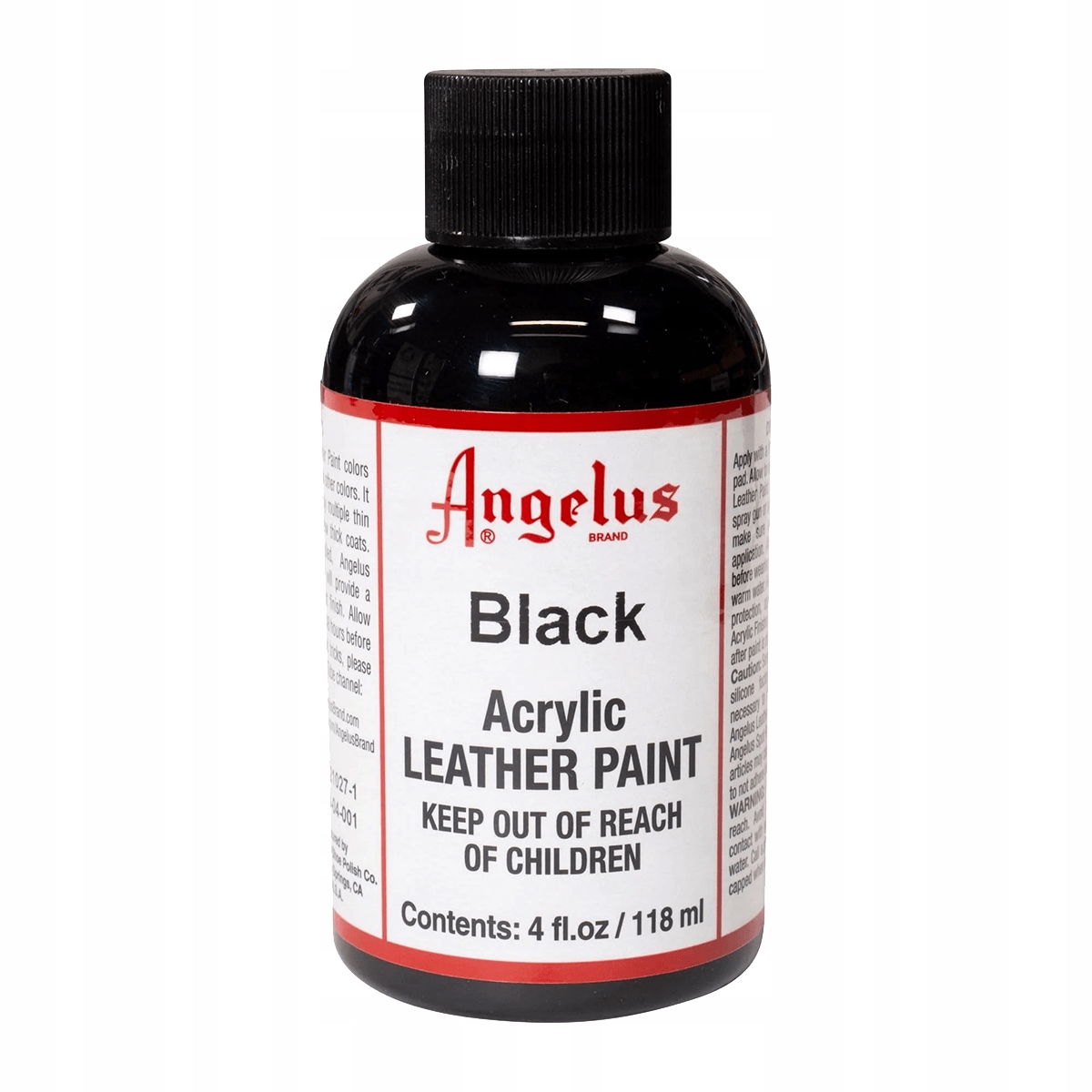 ANGELUS Acrylic Leather Paint Standard 4oz #001 BLACK / CZARNA farba