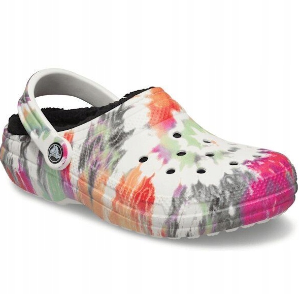 CROCS CLASSIC BLACK/MULTI KLAPKI Ocieplane 45-46