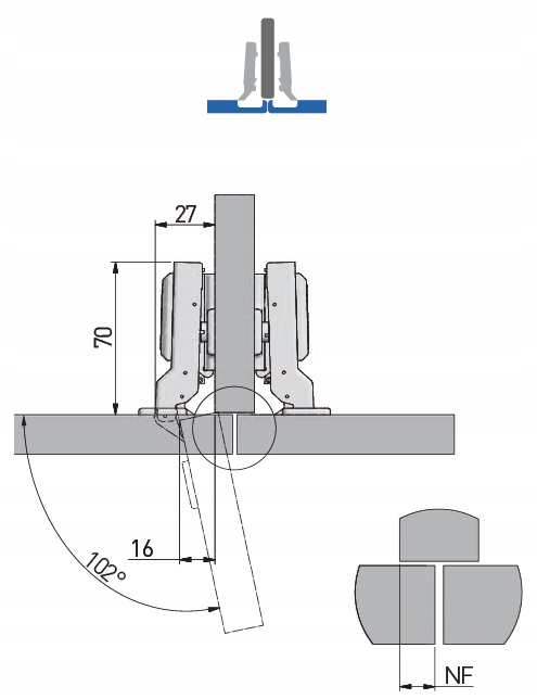 ZAWIAS GTV PRESTIGE PÓŁWPUSZCZANY CICHY DOMYK Marka GTV