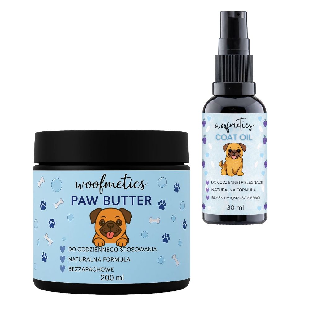 Levně Sada pro psa Bezzápachové máslo na tlapky 200 Ml Olej na srst psa 30 ml