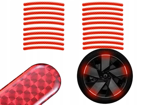20x Naklejki Paski Odblaskowe na Felgi Koła Samochodu Motocykla Roweru