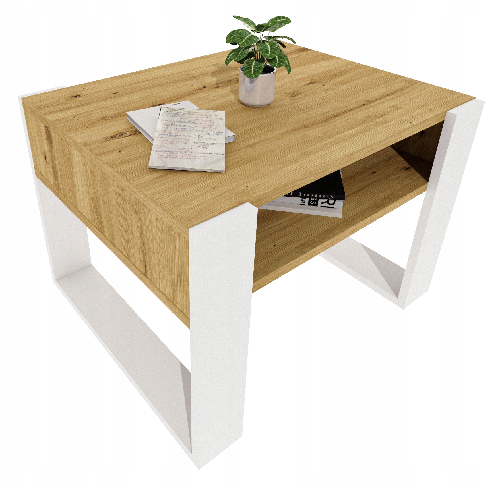 Konferenční stolek Karo 65 cm Dub Artisan/Bílý loft 65x53,6x45