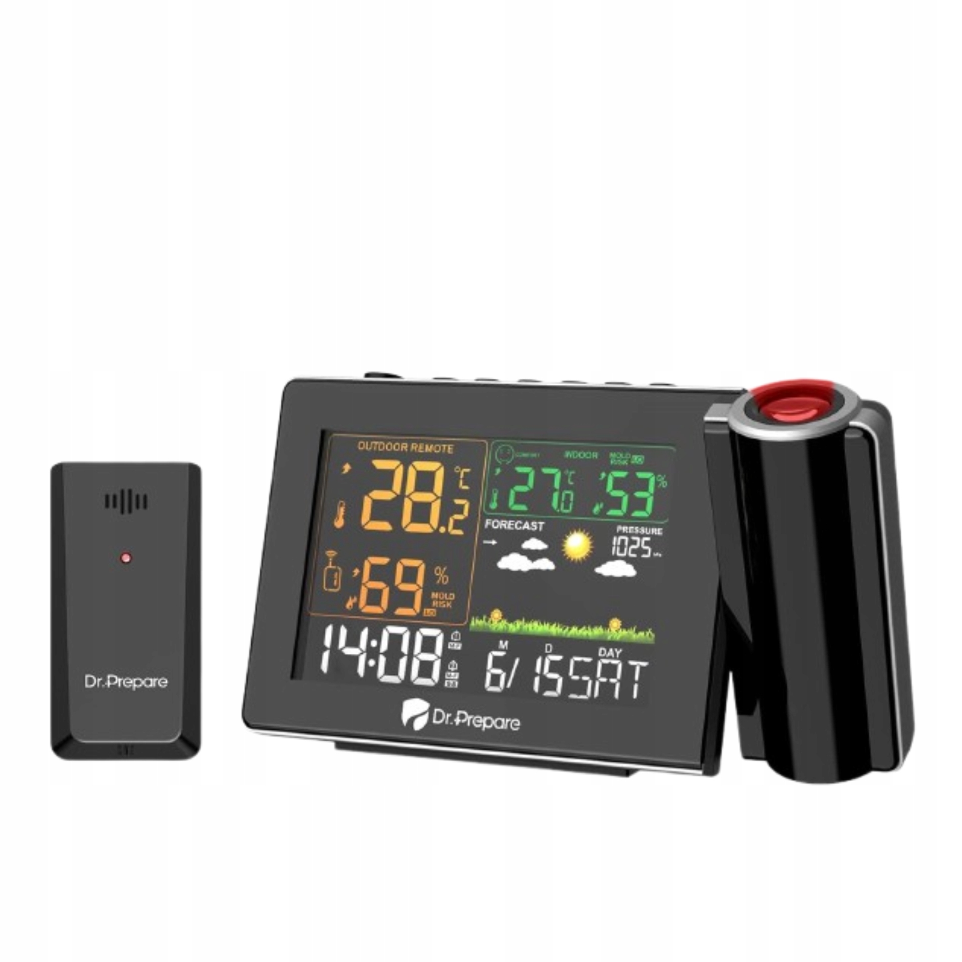 Stacja Pogodowa Z Czujnikiem Zewnętrznym Prognoza Pogody Budzik Projektor