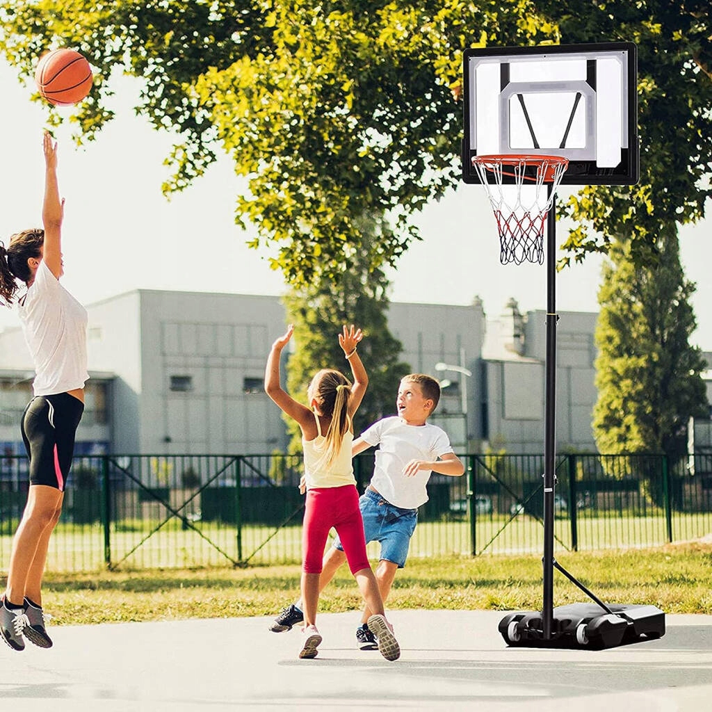 DUŻY KOSZ dla DZIECI Koszykówka 196-240 cm ZESTAW PIŁKA OBRĘCZ TABLICA Wiek dziecka 5 lat +