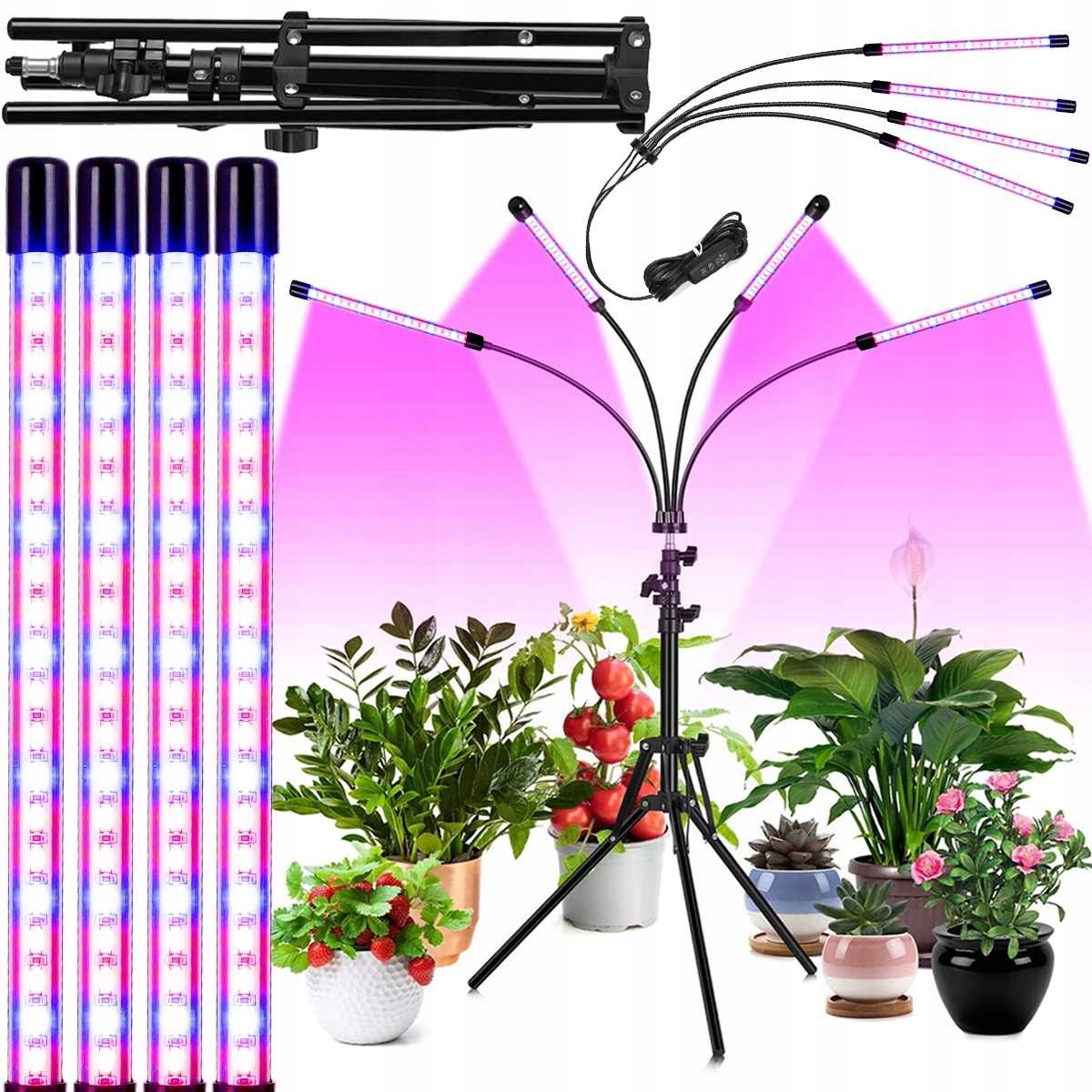 

4x Lampa Led Do Uprawy Wzrostu Roślin Statyw Timer