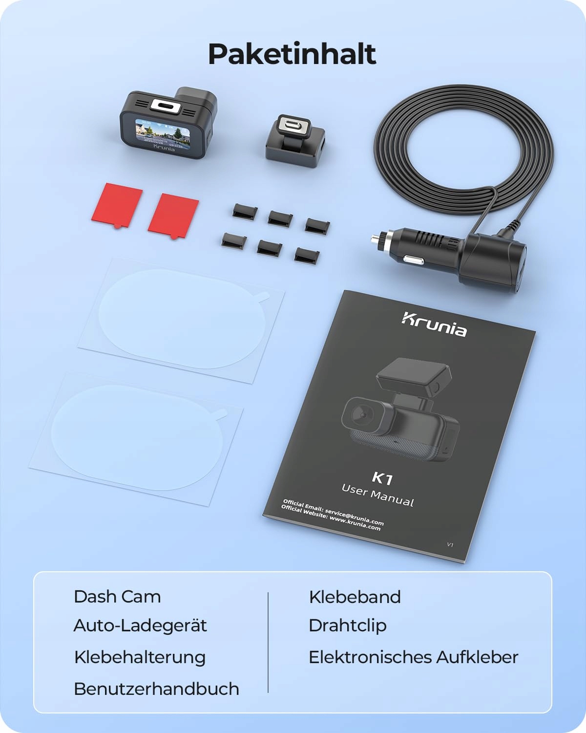 KRUNIA 2K WiFi Kamera Samochodowa GPS WDR Nocny Tryb 170° Kąt Widzenia — miniatura 9