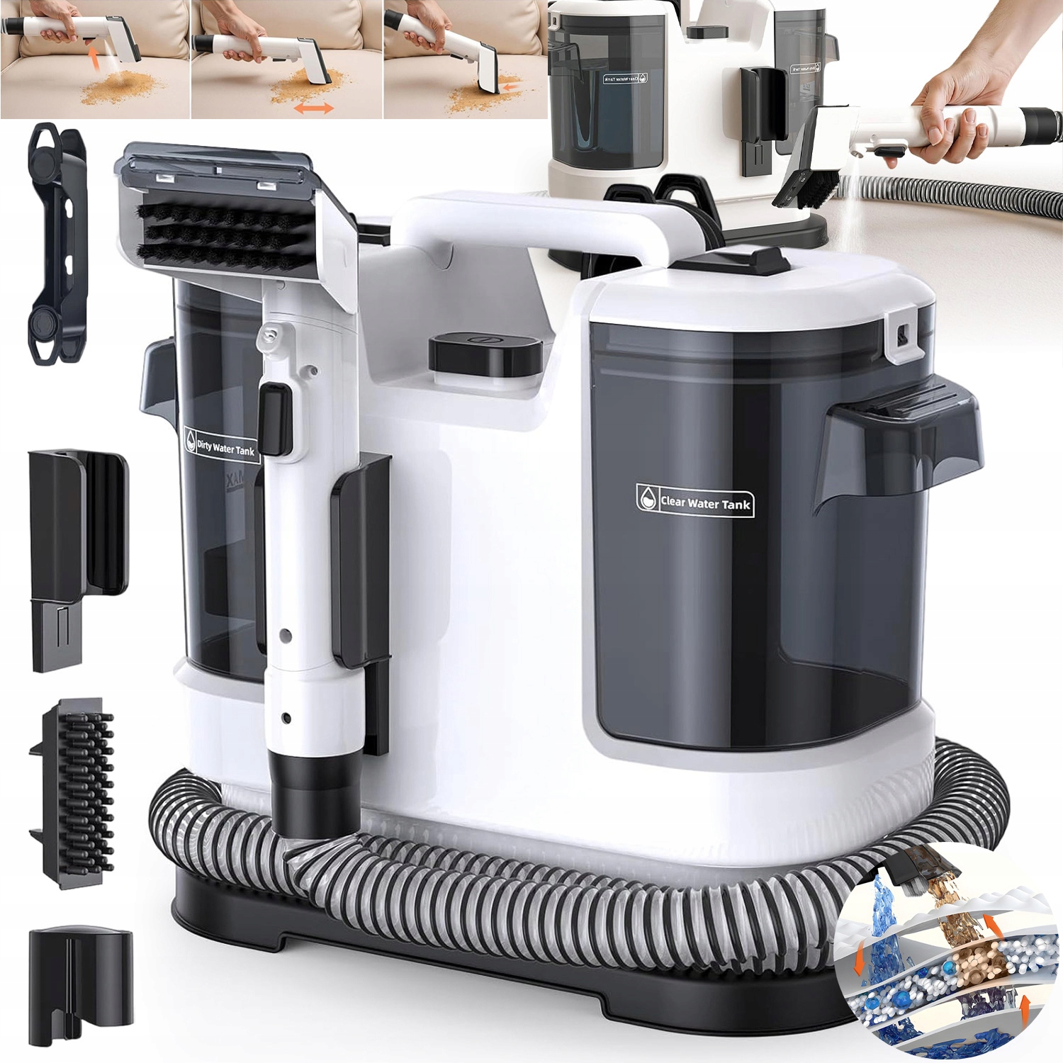 Odkurzacz Piorący Do Dywanów Moc 450 W Do Czyszczenia Mebli Tapicerowanych