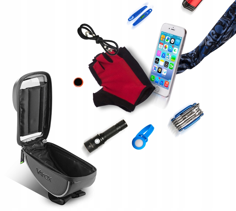 SAKWA ROWEROWA UCHWYT NA KIEROWNICE ETUI NA TELEFON WODOODPORNA VAYOX Materiał dominujący poliwęglan (polikarbonat)