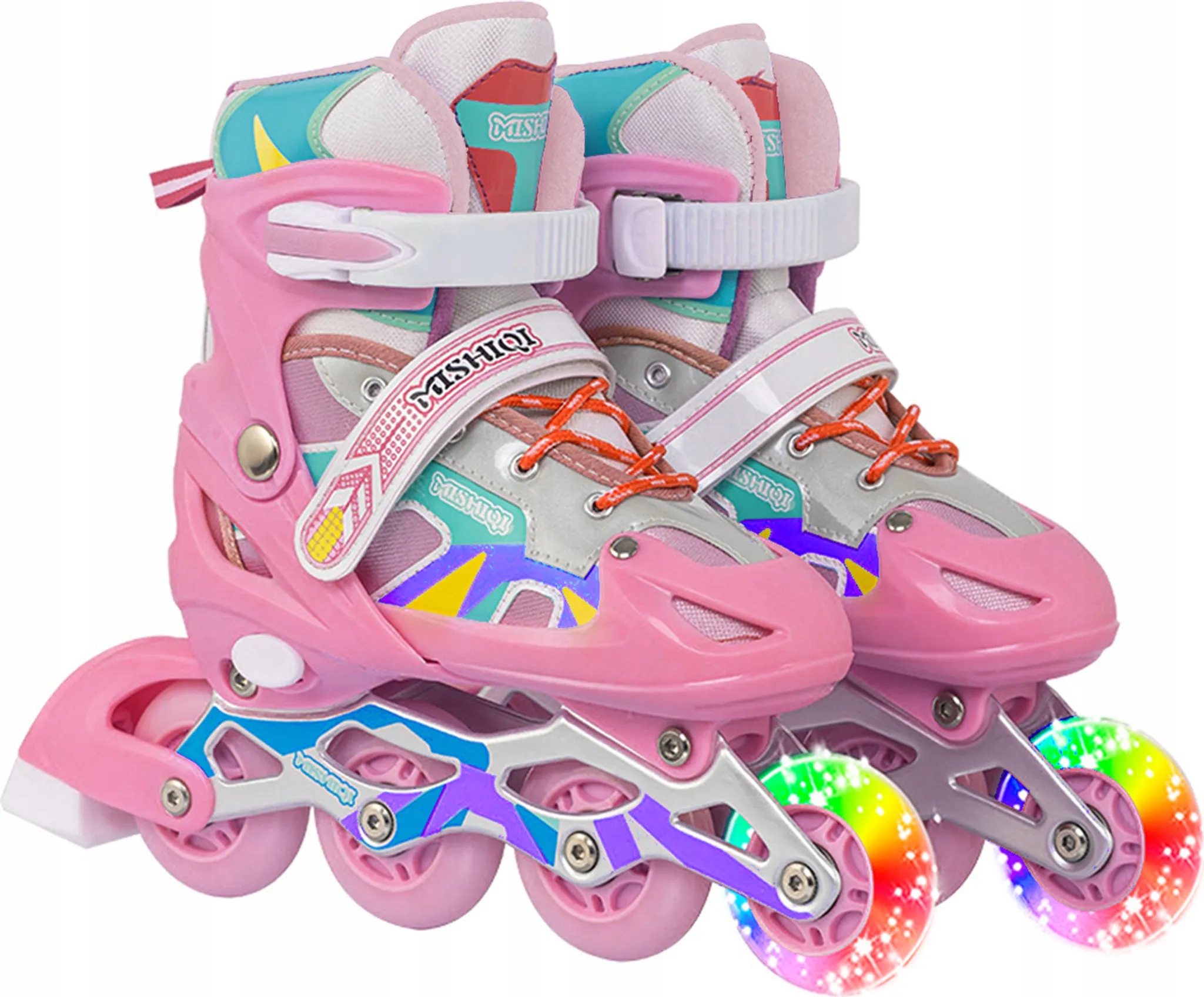 ROLKI DLA DZIECI REGULOWANE DZIEWCZYNKI RÓŻOWE Inline Skates Rozmiar od 38
